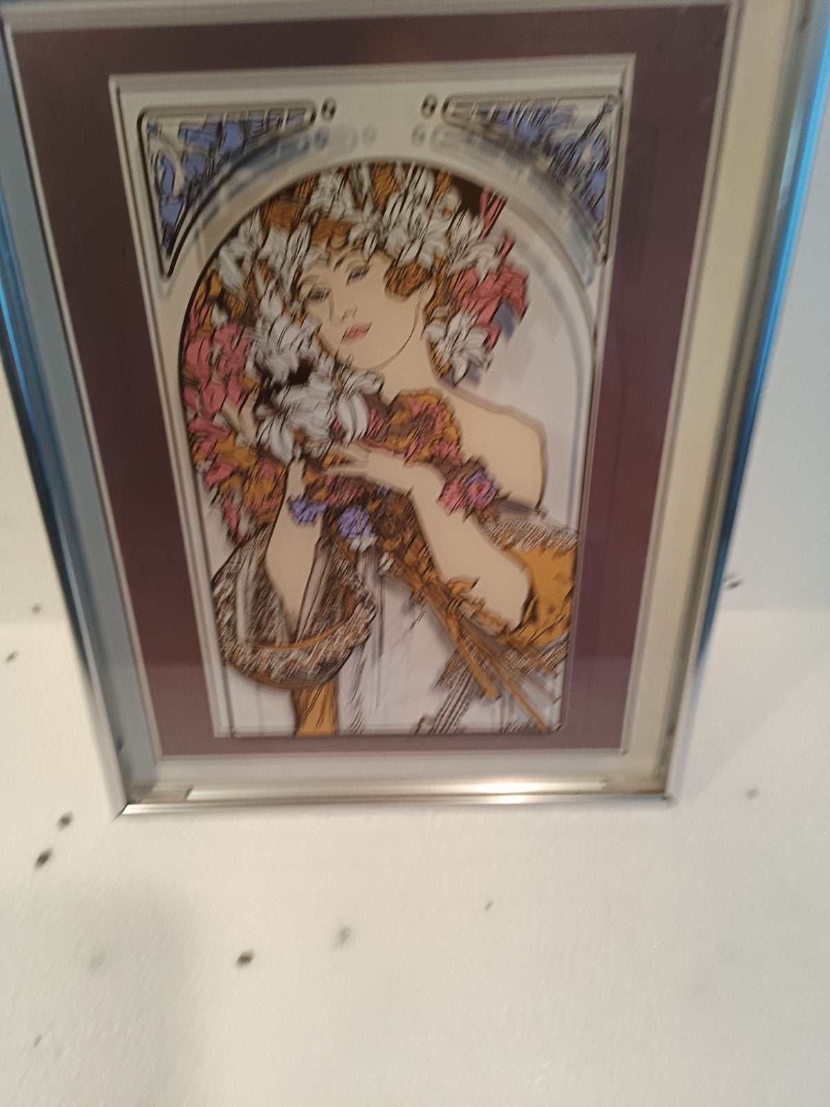 Mucha op glas schilderij - Art Nouveau decoratie, Ophalen of Verzenden