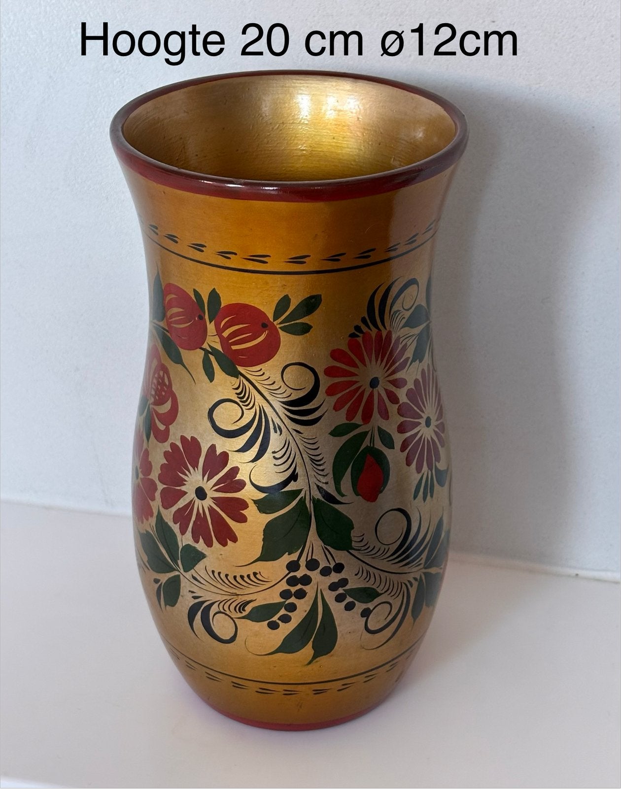 Vintage Khokhloma-vaas (Хохлома), Antiek en Kunst, Ophalen of Verzenden