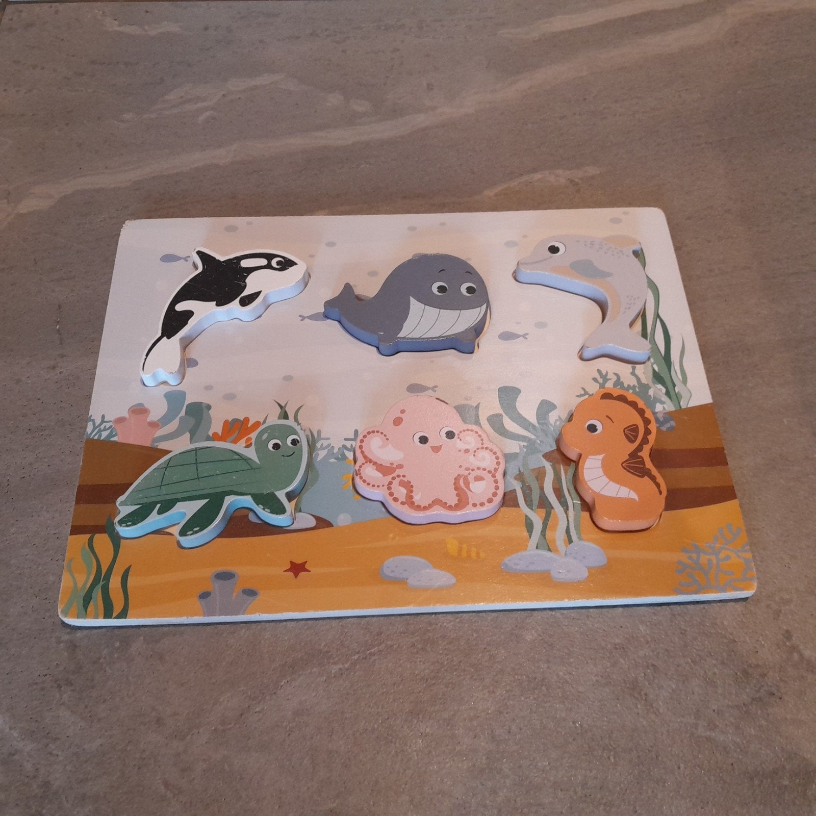 Houten puzzel zeedieren voor kinderen, Ophalen of Verzenden, Gebruikt, Overige typen
