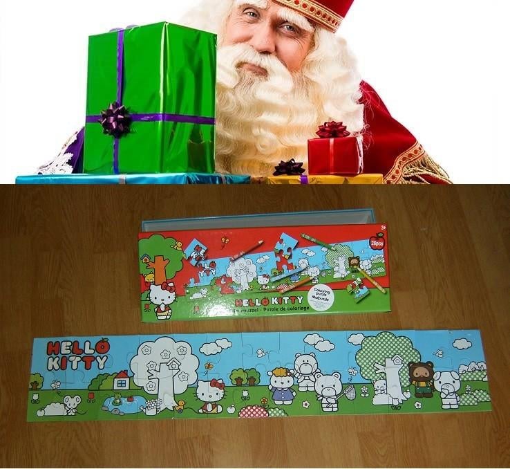 Puzzel en kleurplaat  hello kitty / vloerpuzzel, Ophalen of Verzenden, 10 tot 50 stukjes, Nieuw, 4 tot 6 jaar