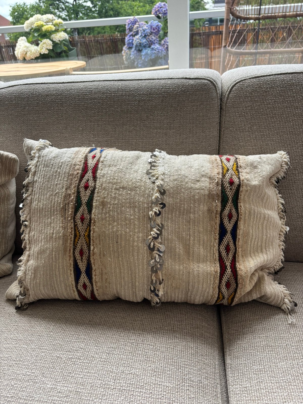 Authentieke Marokkaanse Berber/Handira kussens set, Huis en Inrichting, Woonaccessoires | Kussens, Ophalen, Zo goed als nieuw