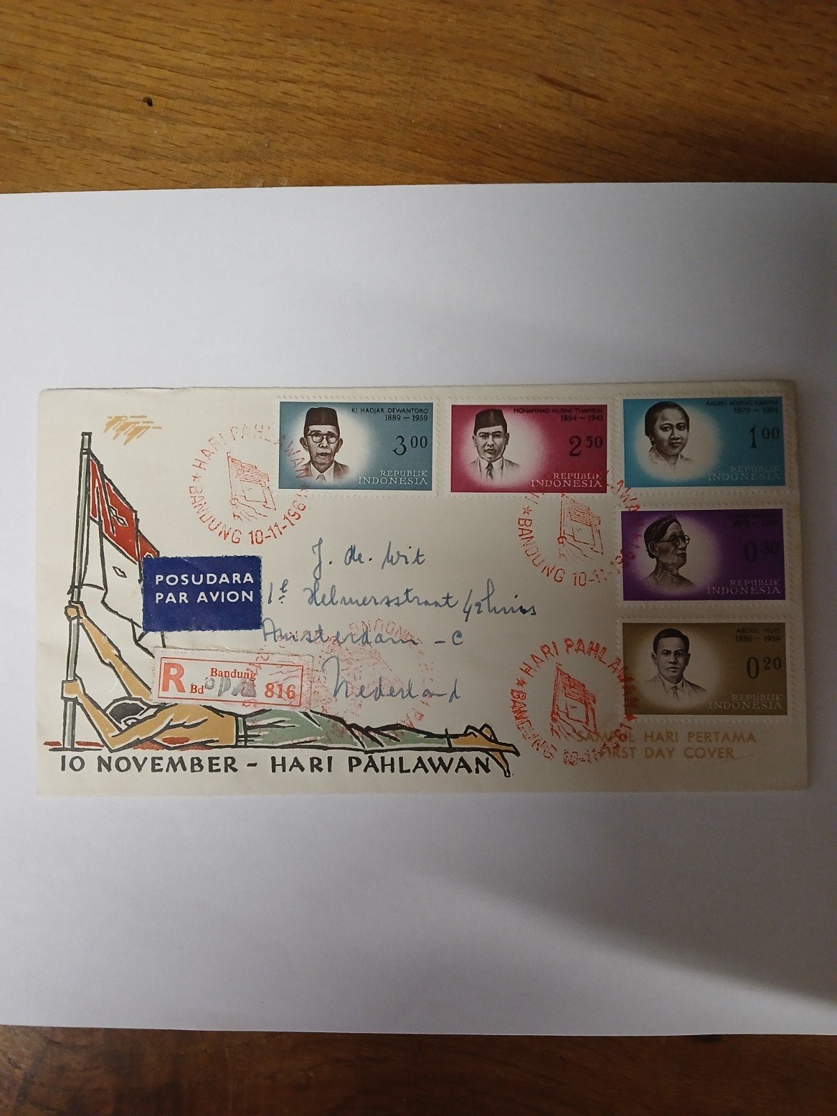 Indonesische Eerstedagcover - Hari Pahlawan 1961, Ophalen of Verzenden, Gestempeld, Zuidoost-Azië