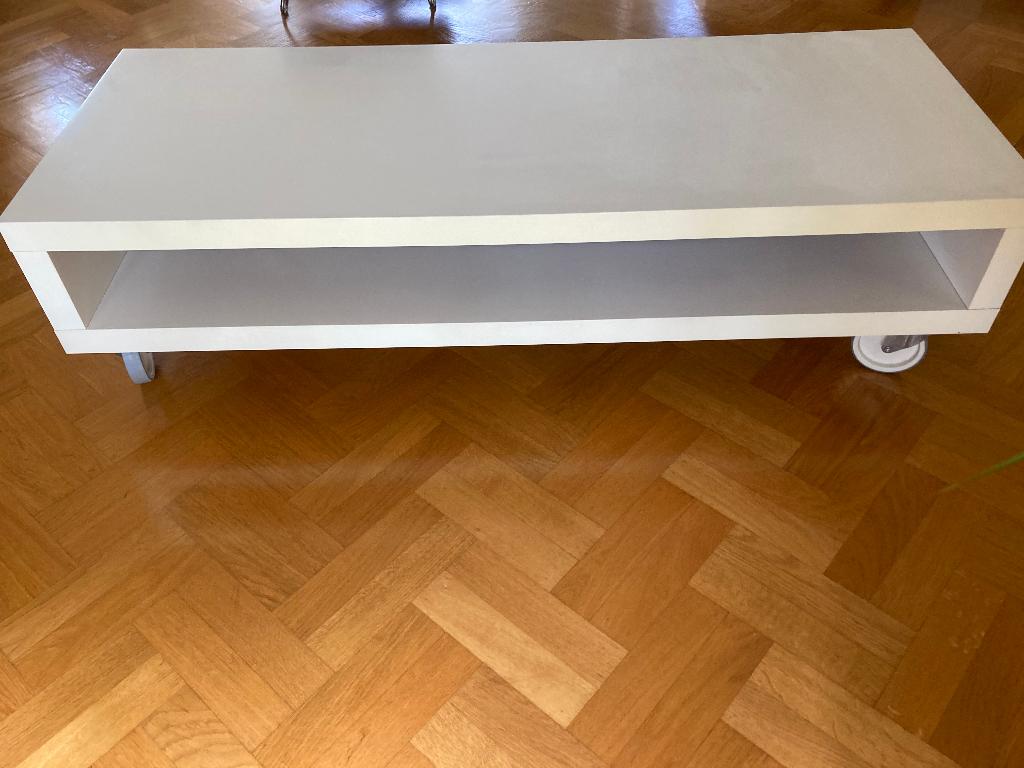 Wit T.V. meubel voor T.V. en audio apparatuur, Ophalen, Strak wit meubel, Kunststof, 50 tot 100 cm