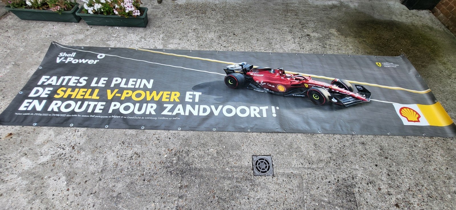 Grote dubbelzijdige Shell Ferrari banner Zandvoort, Ophalen of Verzenden, Zo goed als nieuw, Formule 1