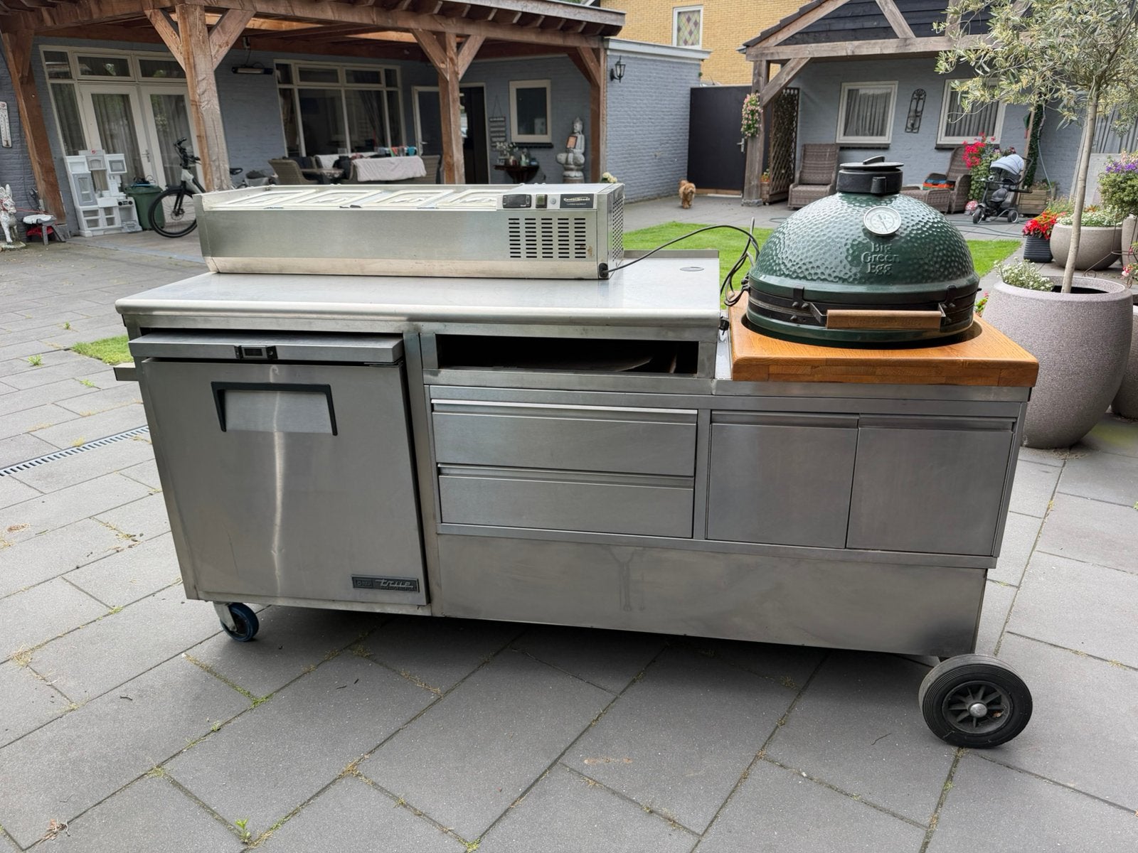 Complete buitenkeuken met Big Green Egg en saladebar, Tuin en Terras, Buitenkeukens, Ophalen of Verzenden, Gebruikt, Gas