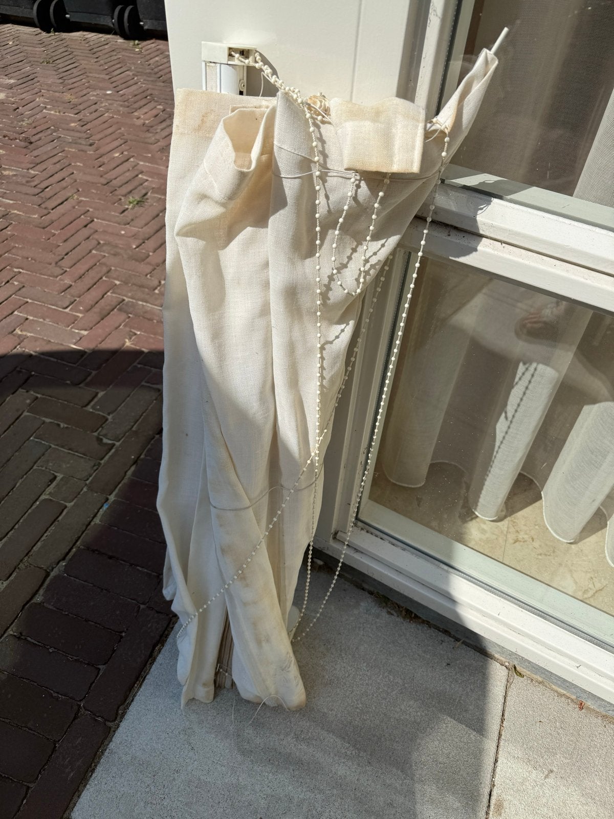 Springers Crème Vouwgordijn - Afneembaar & Wasbaar, Ophalen, Gebruikt, Overige merken, Vouwgordijn