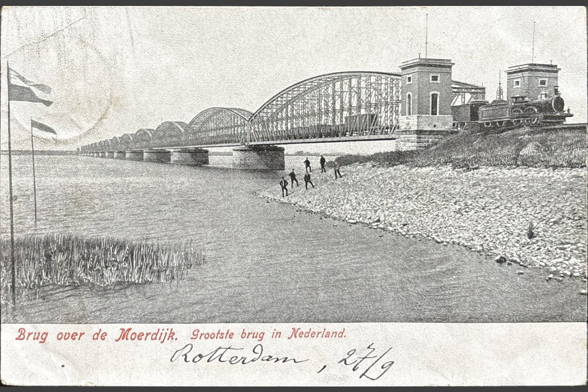 Moerdijk, brug grootste brug in Nederland, Ophalen of Verzenden, 1920 tot 1940, Gelopen, Noord-Brabant