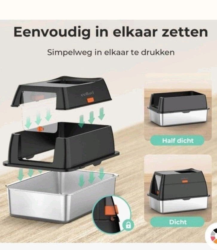 Callavi rvs kattenbak XL, Dieren en Toebehoren, Kattenbakken, Ophalen, Zo goed als nieuw