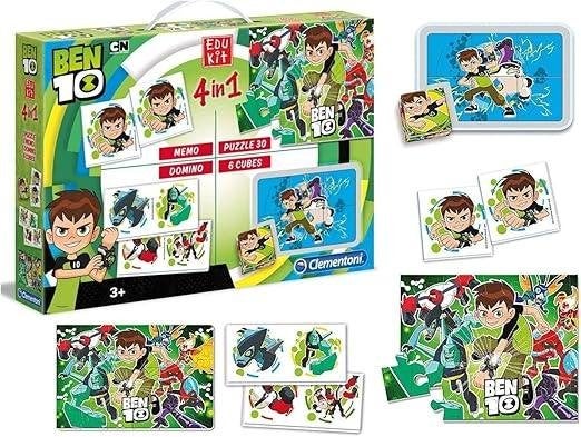 clemmentoni ben 10 edukit 4 in 1memory ,puzzel,domino, Verzenden, Een of twee spelers, Hulp@clementoni.it, Nieuw