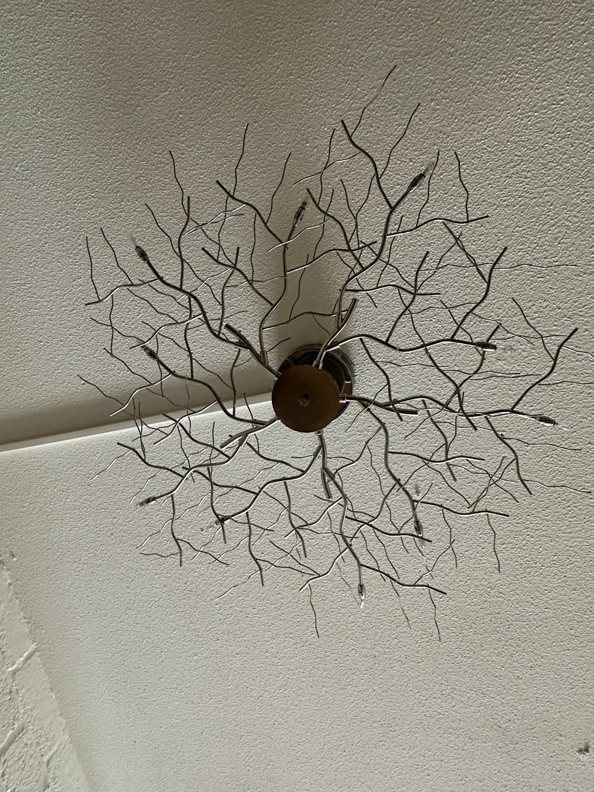 Unieke Plafondlamp - Takken Design, Huis en Inrichting, Lampen | Plafondlampen, Ophalen, Zilver, Gebruikt, Plafondlamp