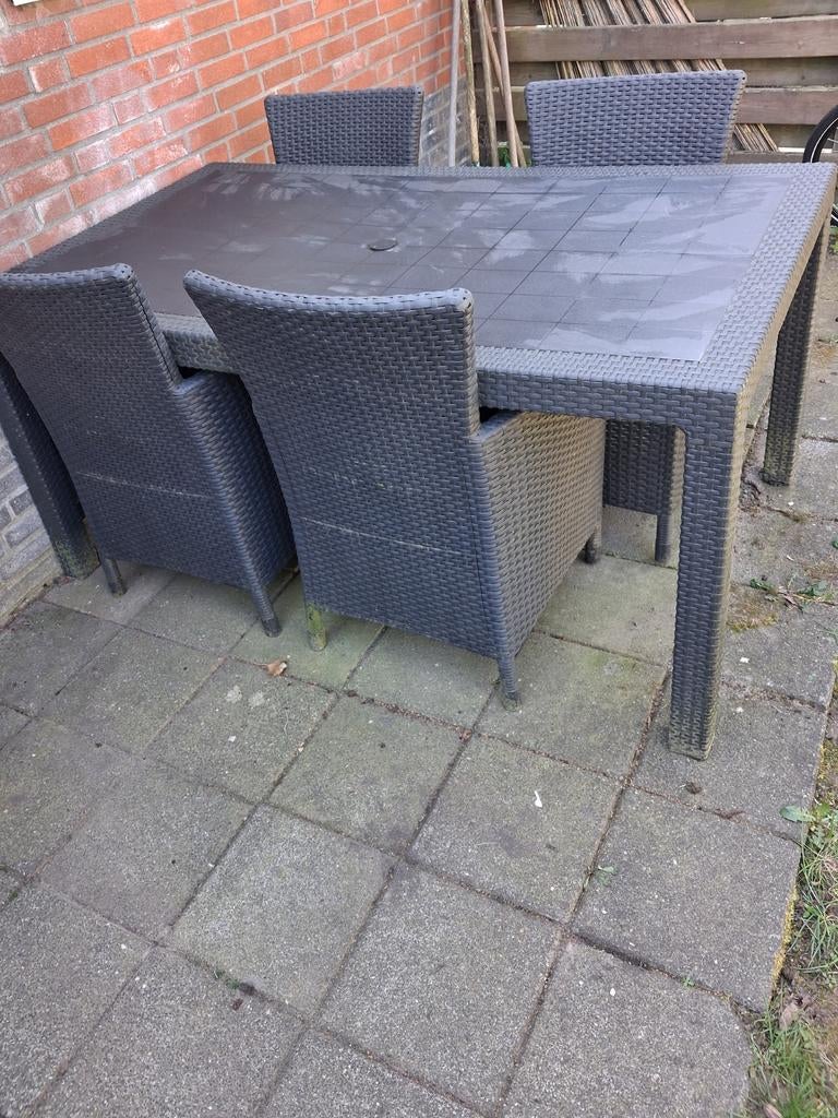 Tuinstoelen en tafel, Tuin en Terras, Tuinsets en Loungesets, Ophalen, Gebruikt