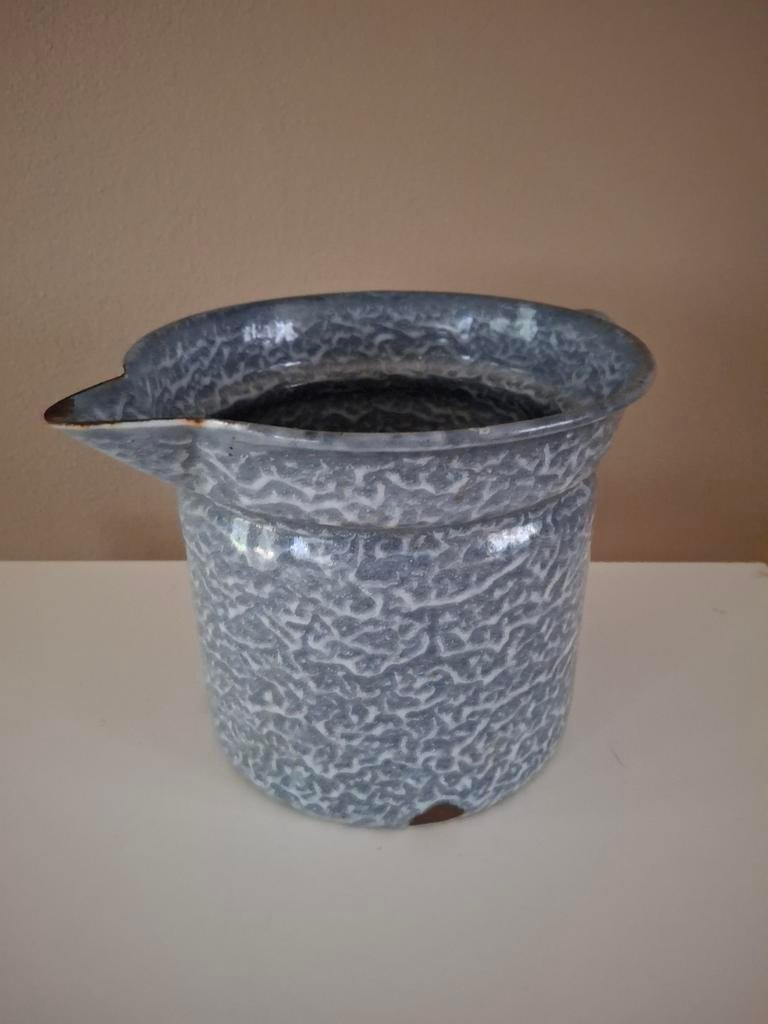 Vintage emaille melkkan - grijze wolken, Ophalen of Verzenden
