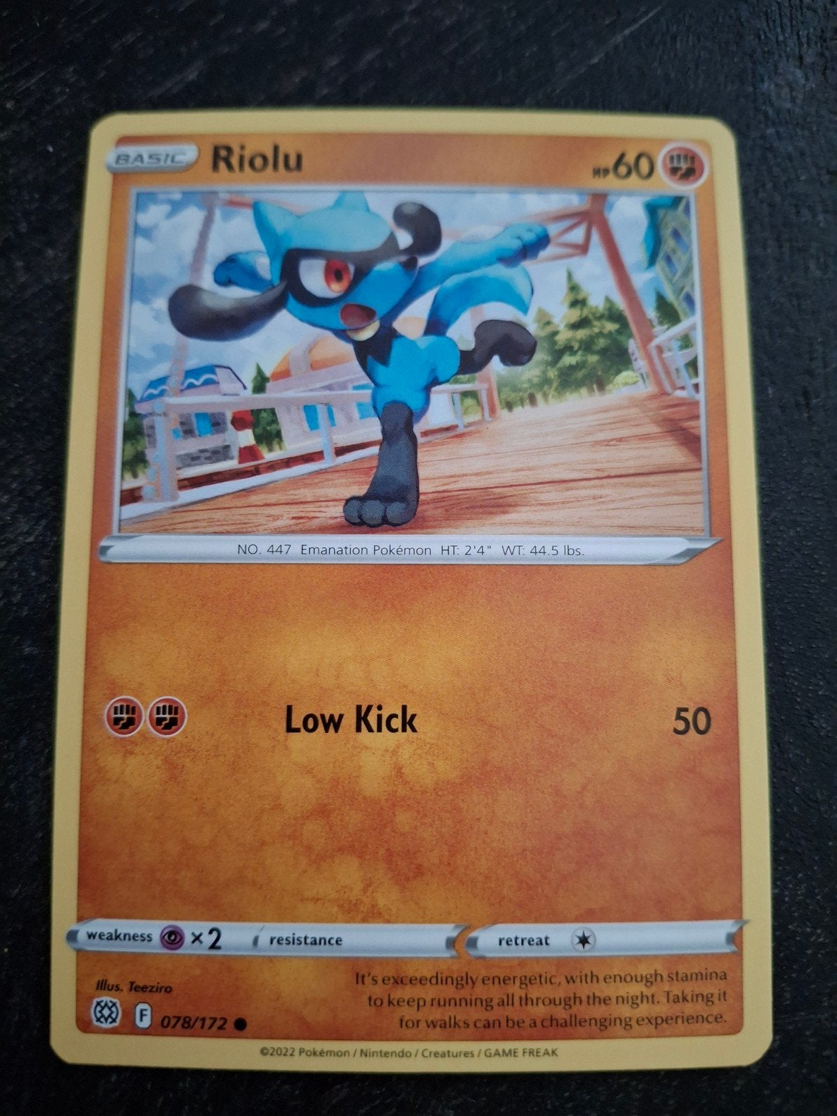 Pokémon Kaart Riolu (078/172) - Zo goed als nieuw, Ophalen of Verzenden, Zo goed als nieuw, Losse kaart