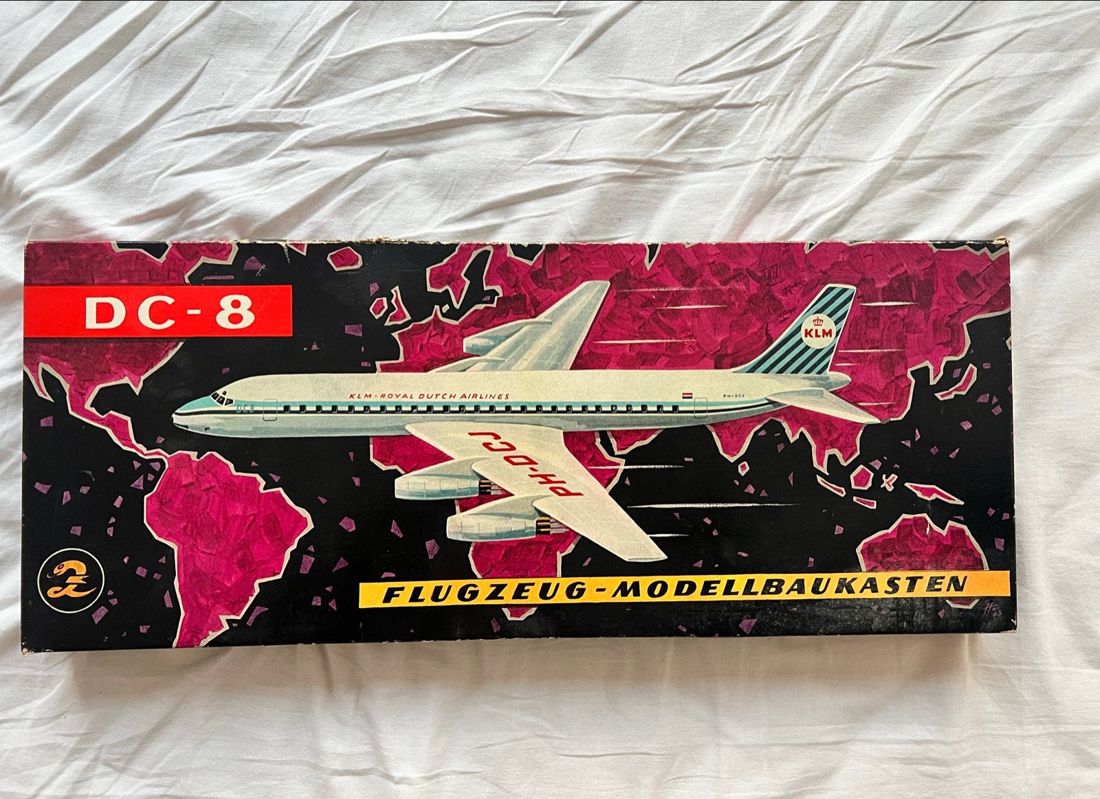 Vintage DC-8 KLM Vliegtuig Modelbouwdoos - VEB Plasticart, Overige merken, Ophalen of Verzenden, Zo goed als nieuw, Groter dan 1:72