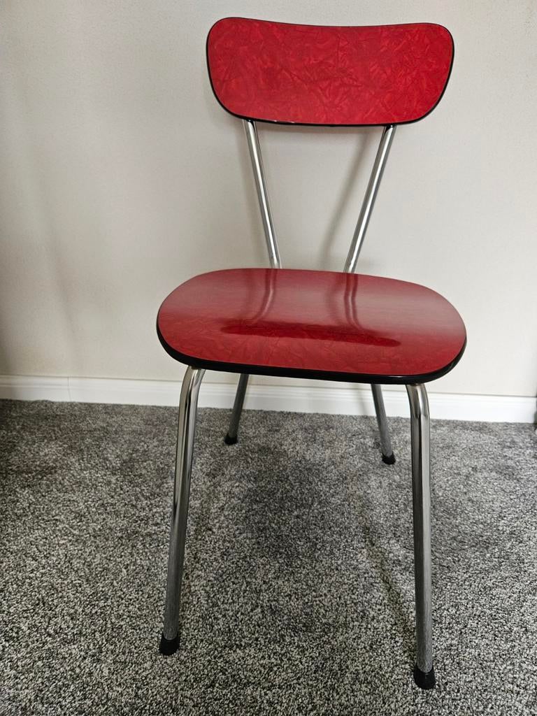 Prachtig Formica vintage rood stoeltje., Huis en Inrichting, Stoelen, Ophalen, Rood, Eén