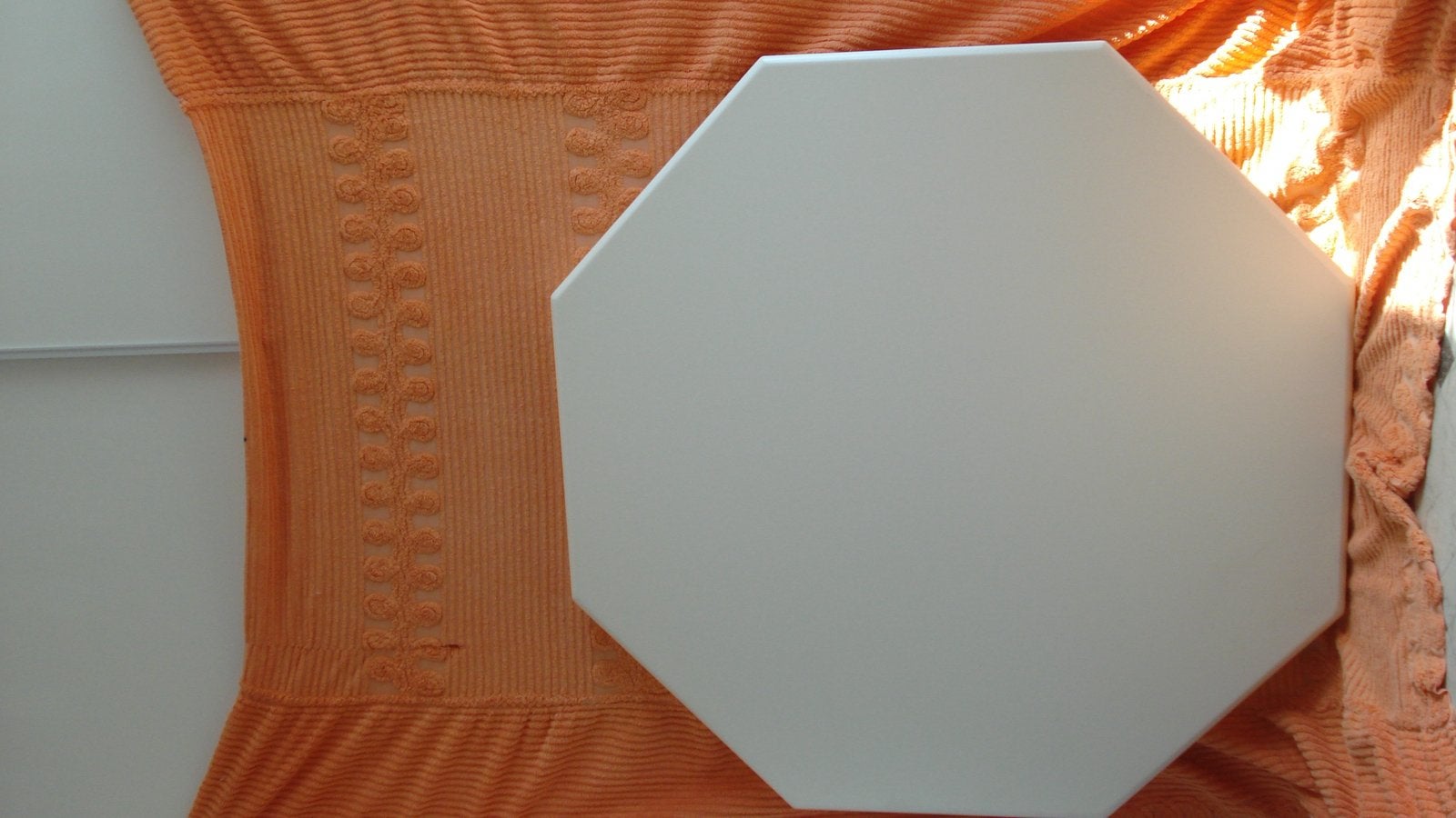 Achthoekige witte tafel blad, 100 tot 150 cm, Rond, Ophalen of Verzenden, Zo goed als nieuw