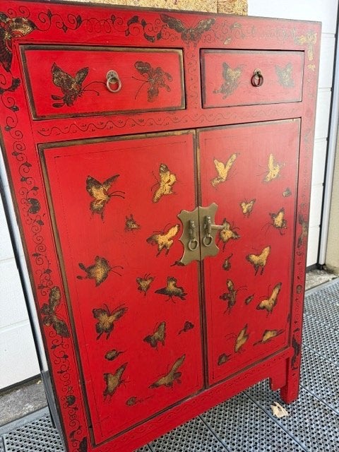 Chinees Vlinder dressoir hoog, Ophalen, Gebruikt, 50 tot 100 cm, Chinees
