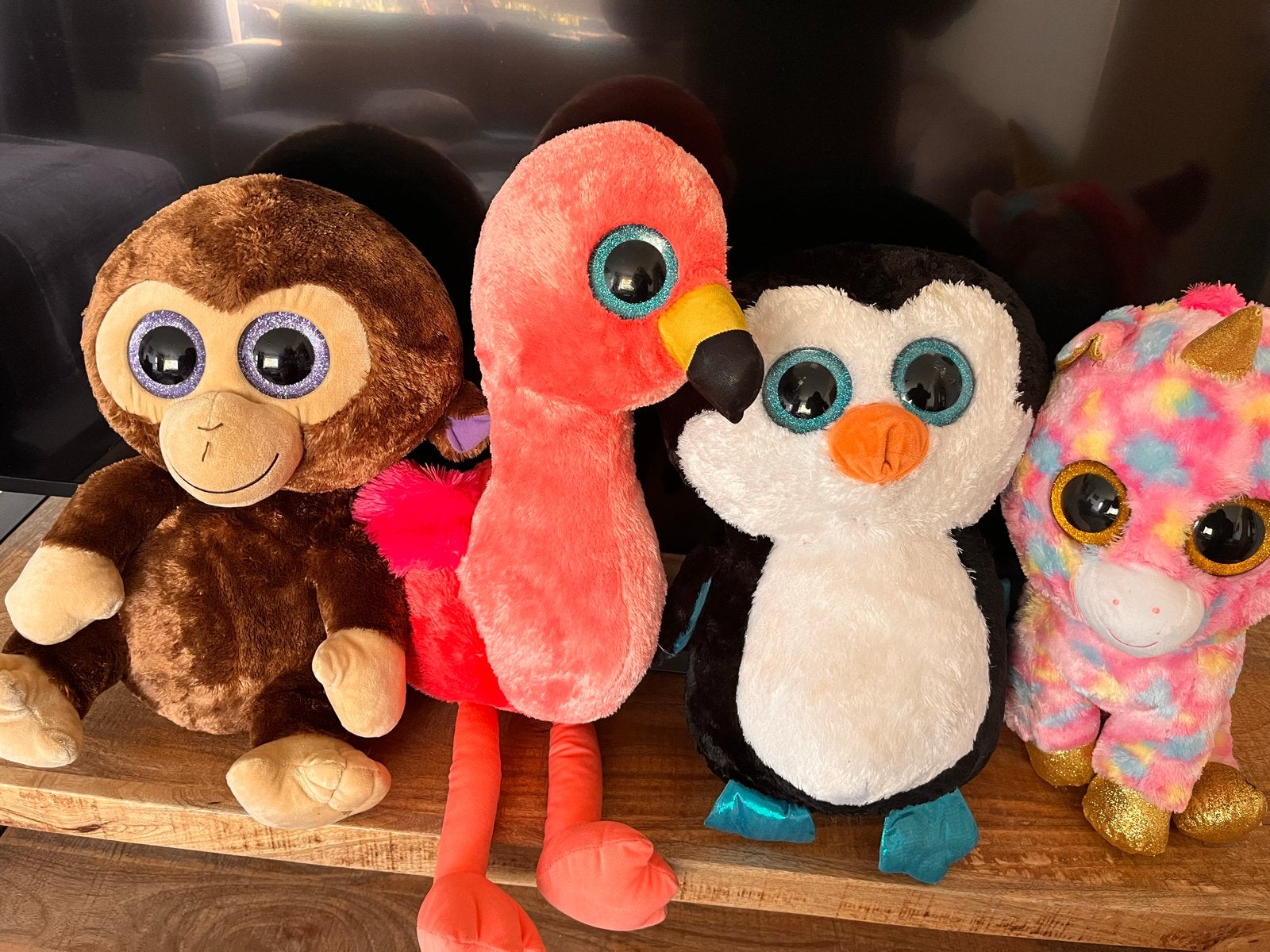 Ty Beanie Boos Knuffels - Aap, Flamingo, Pinguïn, Eenhoorn, Ophalen, Zo goed als nieuw, Middelgroot (20 tot 80 cm), Meerkleurig