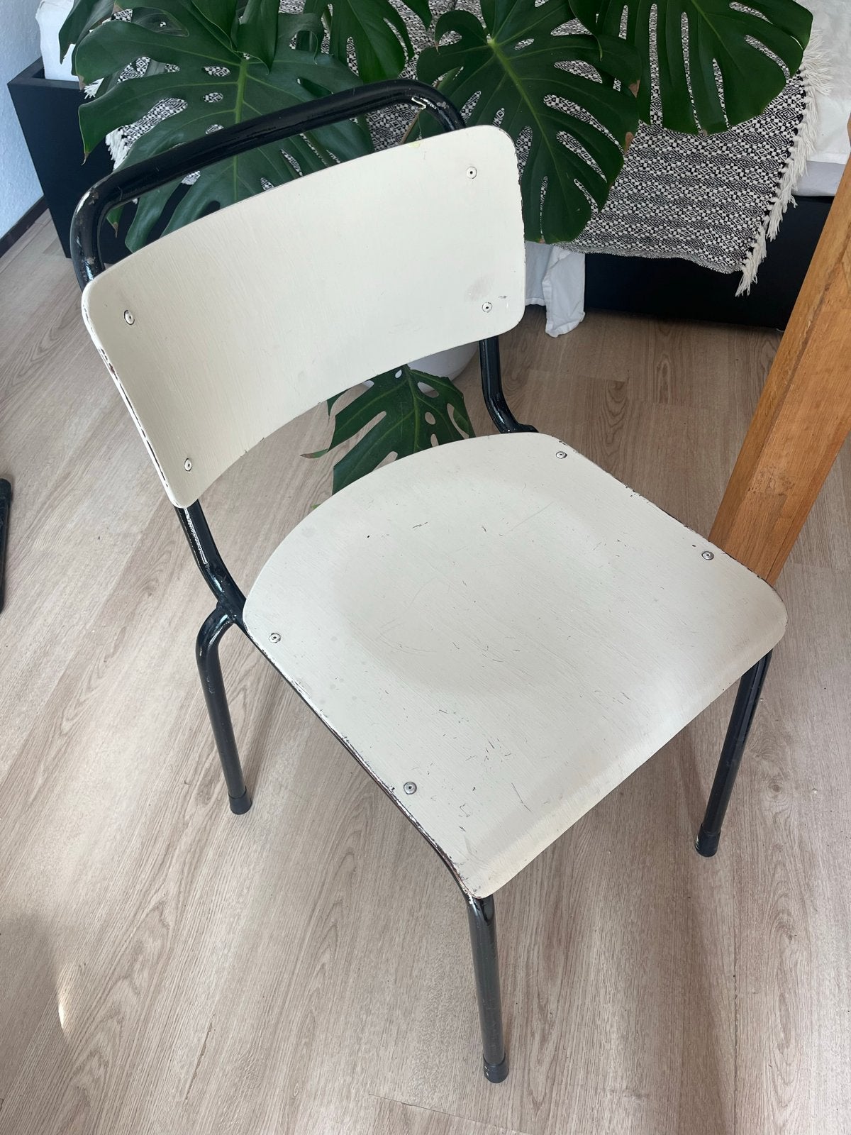 Vintage schoolstoel - Wit/Zwart, Ophalen