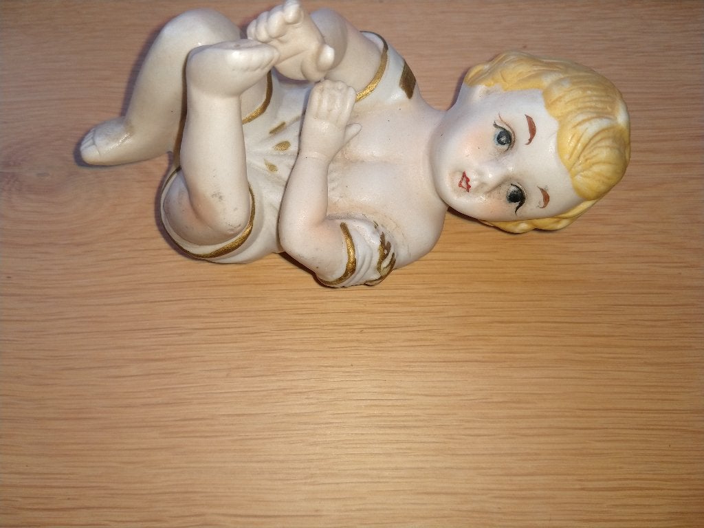 Piano baby liggend porseleinen biscuit popje. Ik heb meerder, Antiek en Kunst, Ophalen of Verzenden
