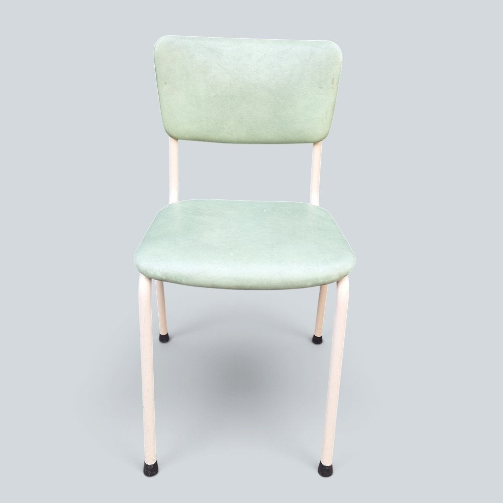 Vintage stoel met kunstleer en metalen onderstel, Ophalen, Overige kleuren, Onbekend, Vintage, Retro