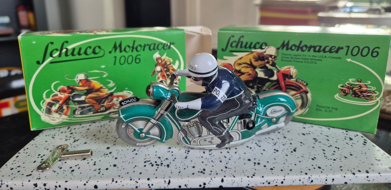 Schuco Motoracer 1006 Politie Motor - Vintage Speelgoed, Ophalen of Verzenden, Zo goed als nieuw