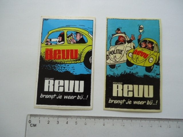 sticker oud REVU strip Piggel vw volkswagen kever politie, Verzenden, Zo goed als nieuw, Bedrijf of Vereniging