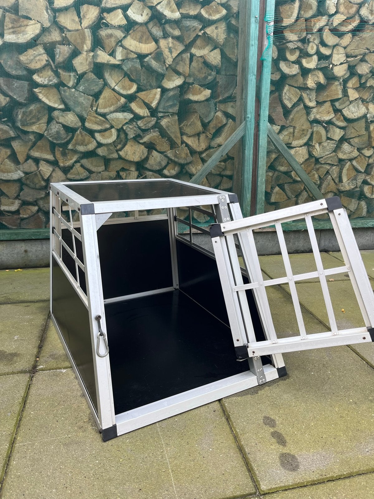Hondenbench aluminium/hout, Dieren en Toebehoren, Ophalen, Zo goed als nieuw