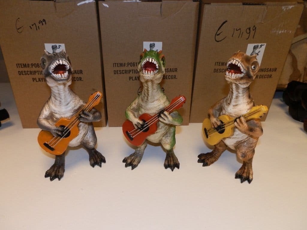 Decoratie beeldjes dino met gitaar, Ophalen of Verzenden, Nieuw, Dier
