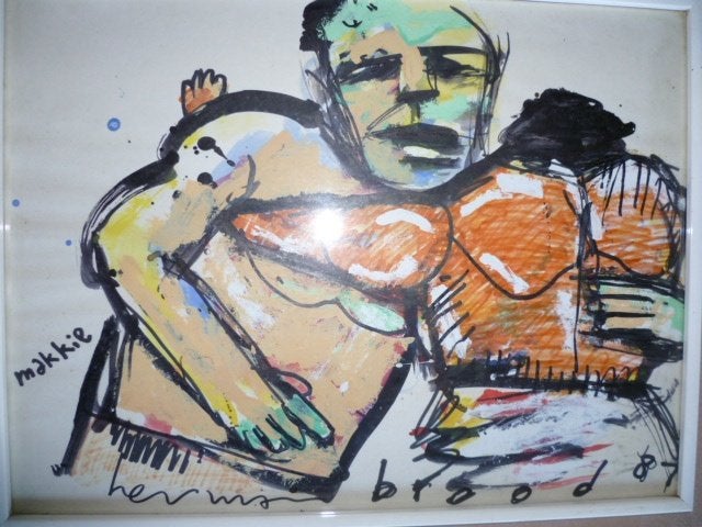 }}}}}  Herman Brood "Makkie" 1987  Orgineel Schilderij, Antiek en Kunst, Ophalen, Figuren
