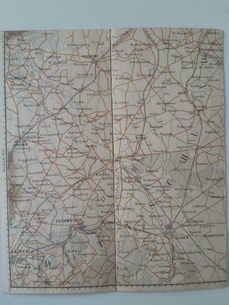36 / Stafkaart ANWB van Herzogenrath uit het jaar 1906, Boeken, Atlassen en Landkaarten, Gelezen, Ophalen of Verzenden, Landkaart