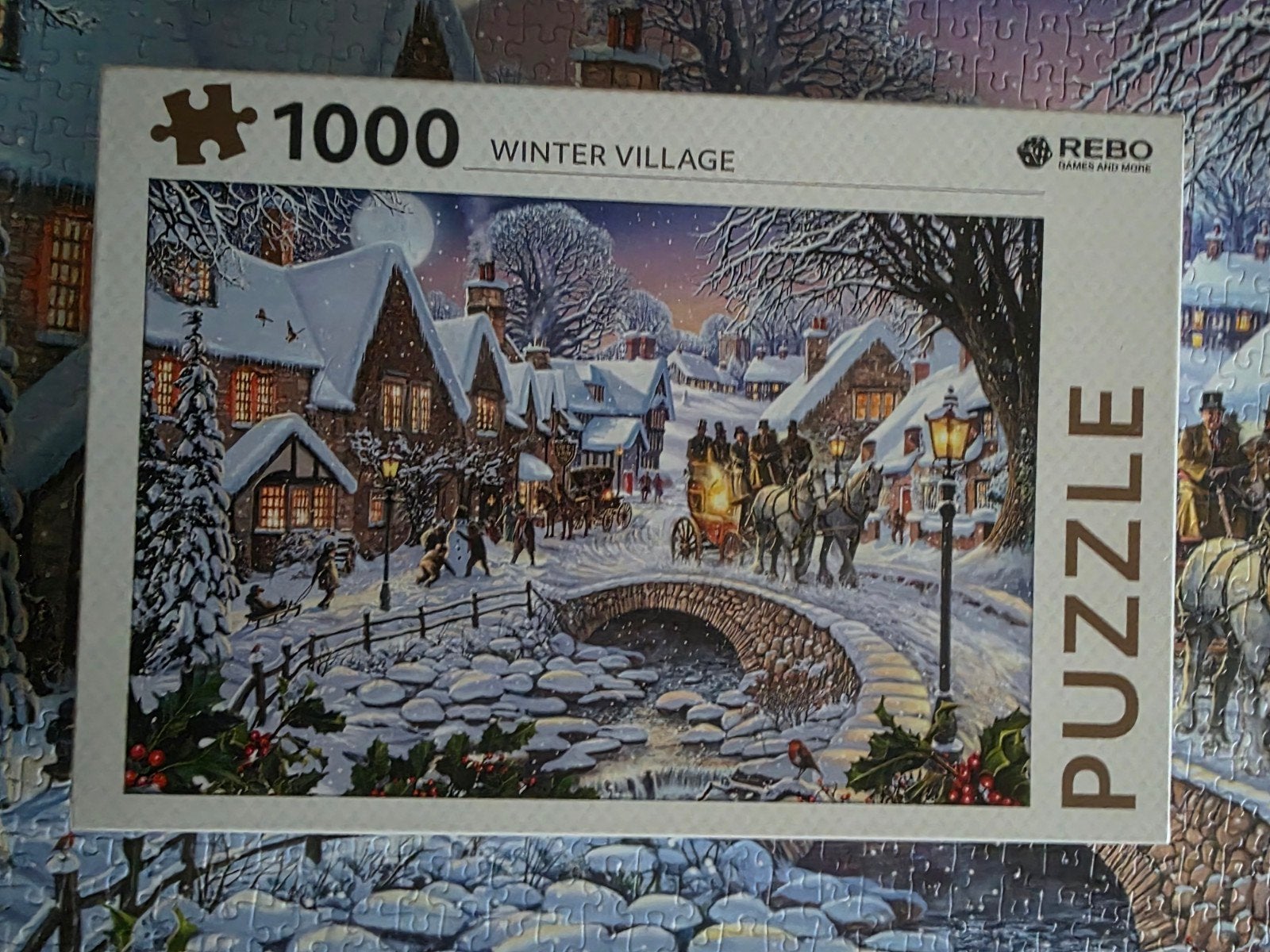 Puzzel winter Village merk rebo compleet kerst, Ophalen of Verzenden, 500 t/m 1500 stukjes, Zo goed als nieuw