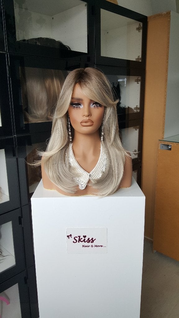 Pruik Pony/Lok: Uitgroei/Ijzig Blond - SLagje - 50cm, Ophalen of Verzenden, Nieuw, Pruik of Haarverlenging