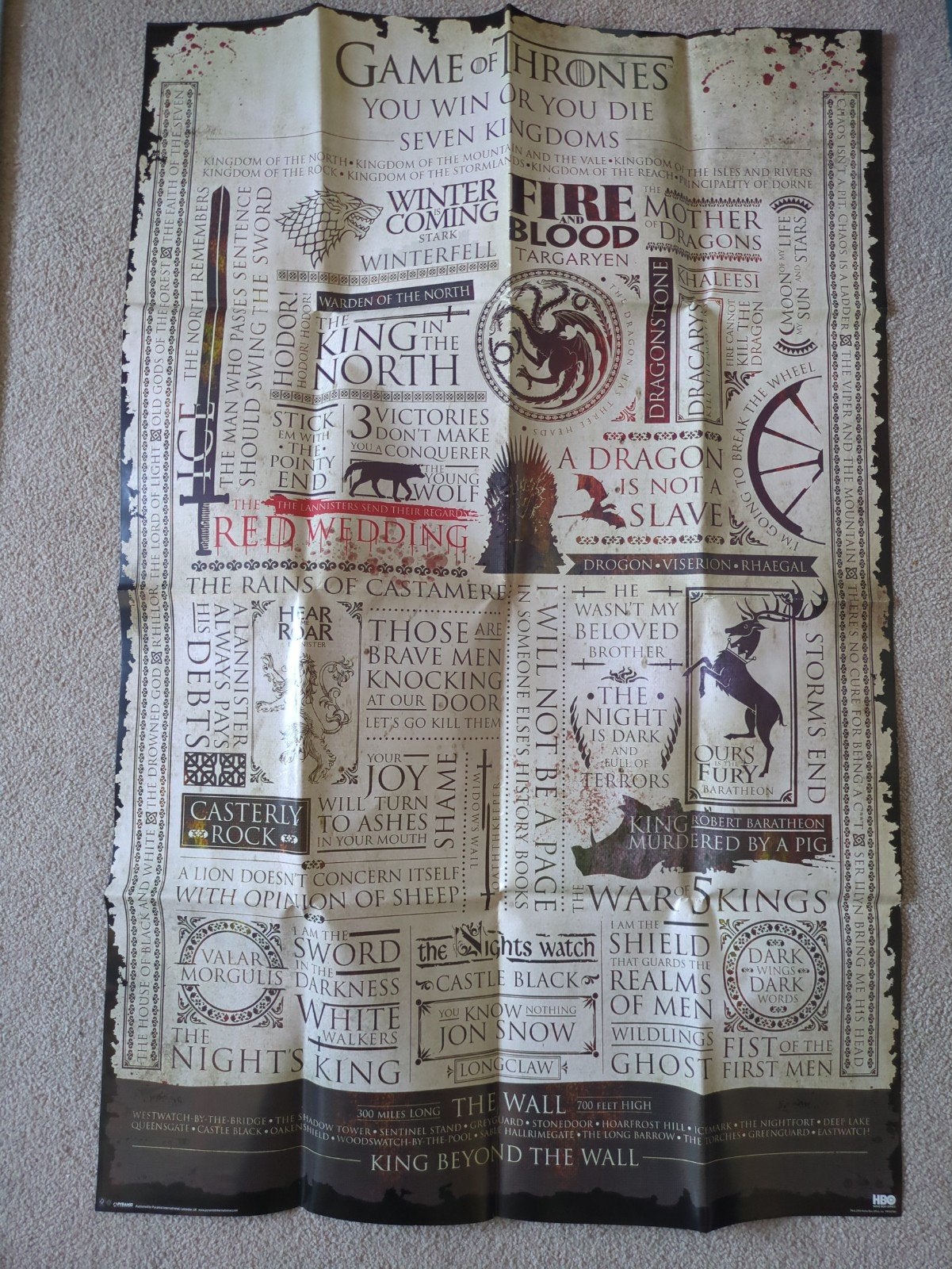 Game of Thrones Poster met iconische quotes, Verzamelen, Ophalen of Verzenden, Nieuw, Poster