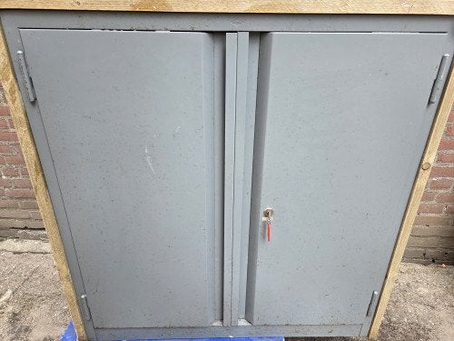 metalen kast bekleedt met steigerhout, Ophalen of Verzenden, 'T Olde Gre-j, Info@toldegrej.nl, Endepoelstraat 20f Didam