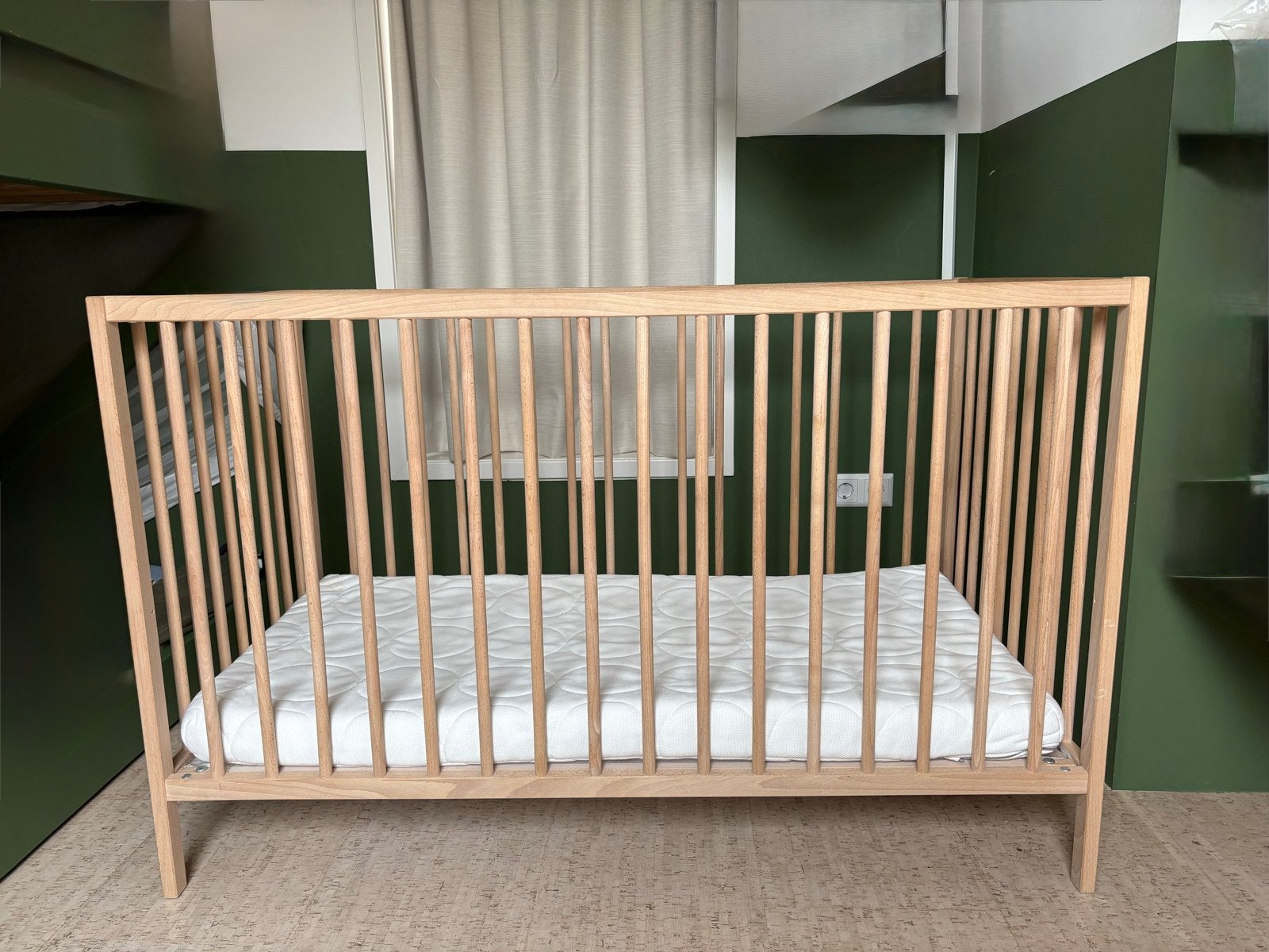 COMPLETE SET ledikant met matras en hoeslakens en beschermer, Ophalen, Zo goed als nieuw, Minder dan 140 cm, Matras
