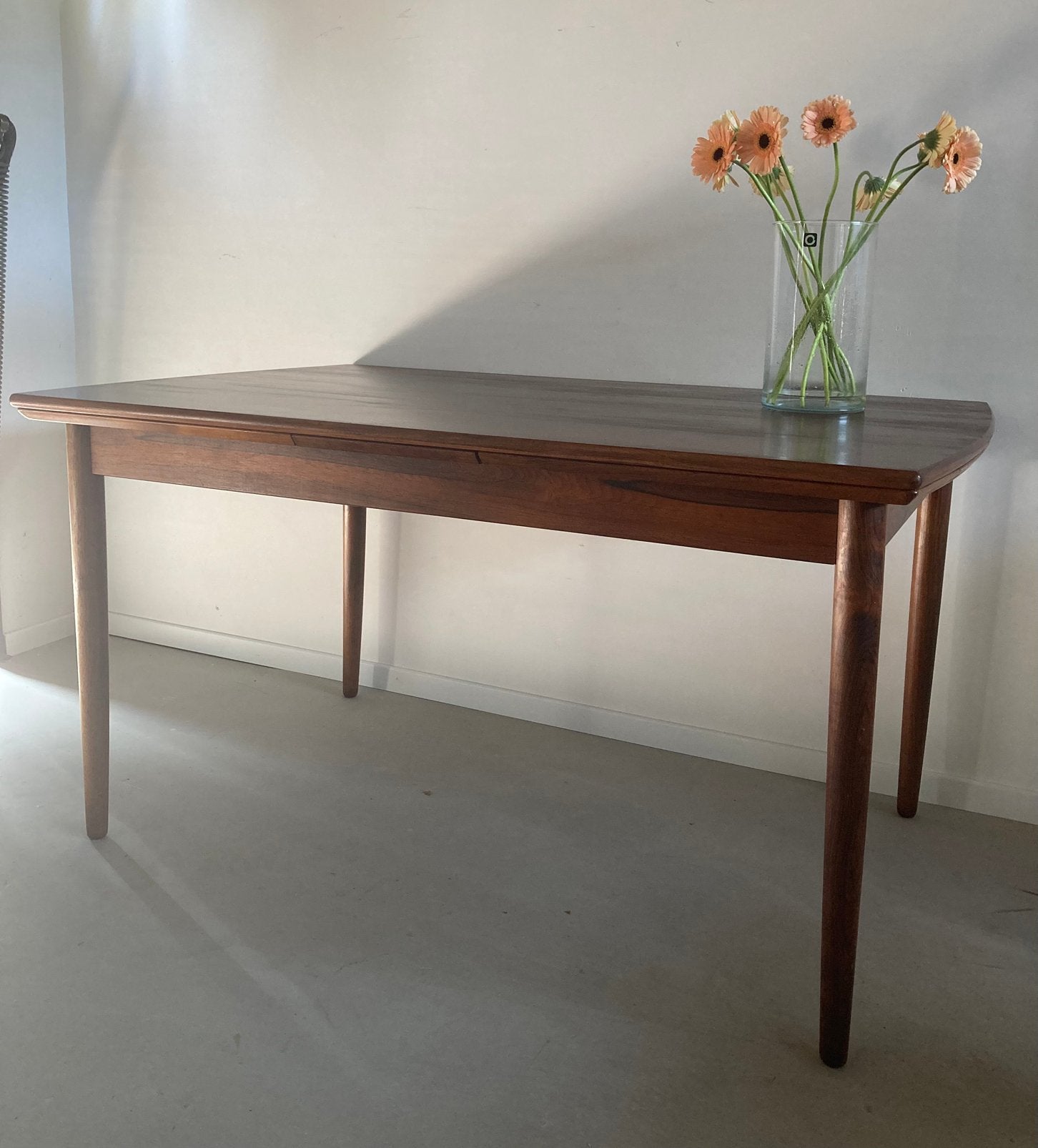 Midcentury vintage palissander | teak eettafel uitschuifbaar, Huis en Inrichting, Tafels | Eettafels, Ophalen, Gebruikt, Teakhout