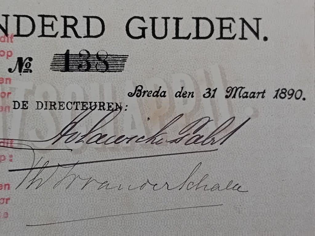 Zuid-Nederlandsche Stoomtramweg Maatschappij - Breda 1890, Ophalen of Verzenden, Gebruikt, Trein, Kaart of Prent