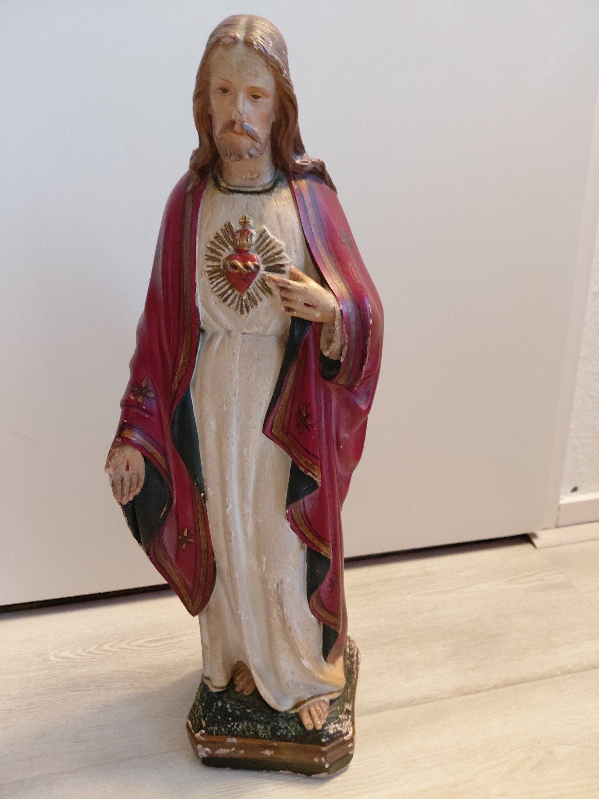 oud christus beeld jezus gips ca 1930 italie 46 cm, Antiek en Kunst, Ophalen of Verzenden