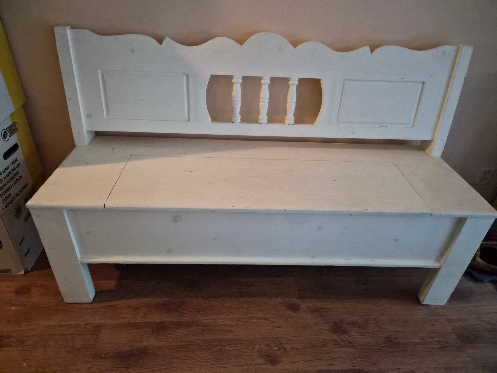 Houten klepbank wit - 150x50x90 cm, Huis en Inrichting, Ophalen, Gebruikt, Minder dan 75 cm, 150 tot 200 cm