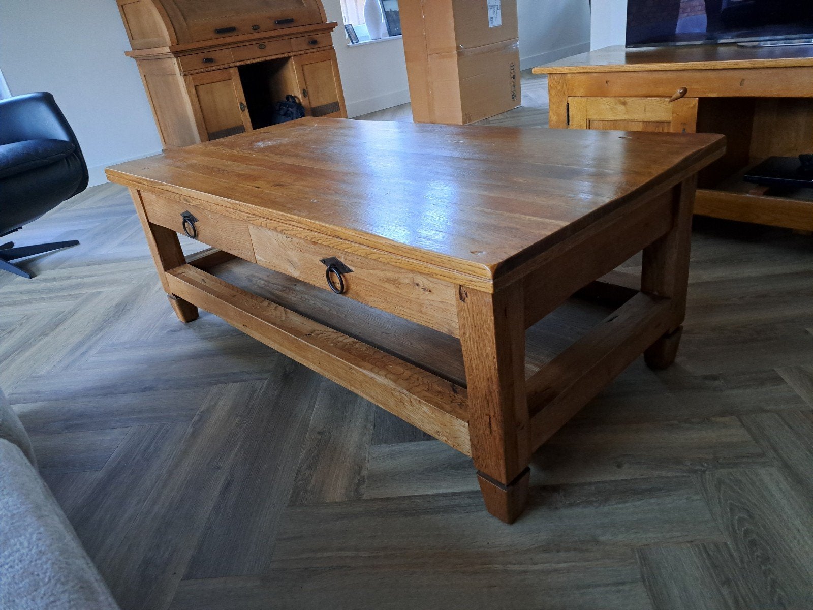 salontafel, Ophalen, Gebruikt, 100 tot 150 cm, Eikenhout