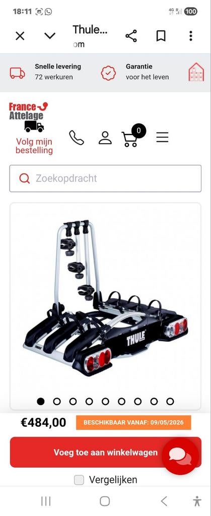 Thule fietsdrager 3 fietsen amper gebruikt in nieuwstaat, Auto diversen, Fietsendragers, Ophalen, Zo goed als nieuw, Trekhaakdrager