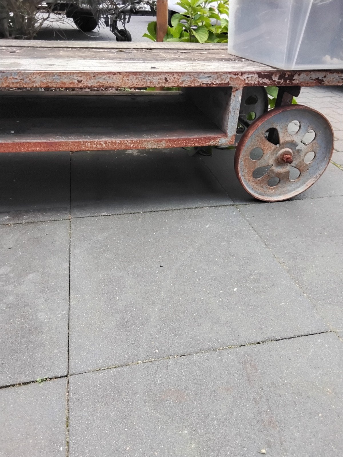 salontafel met industrielelook, Gebruikt, Industrieel vintage oud en orgineel !, 200 cm of meer, 50 tot 100 cm