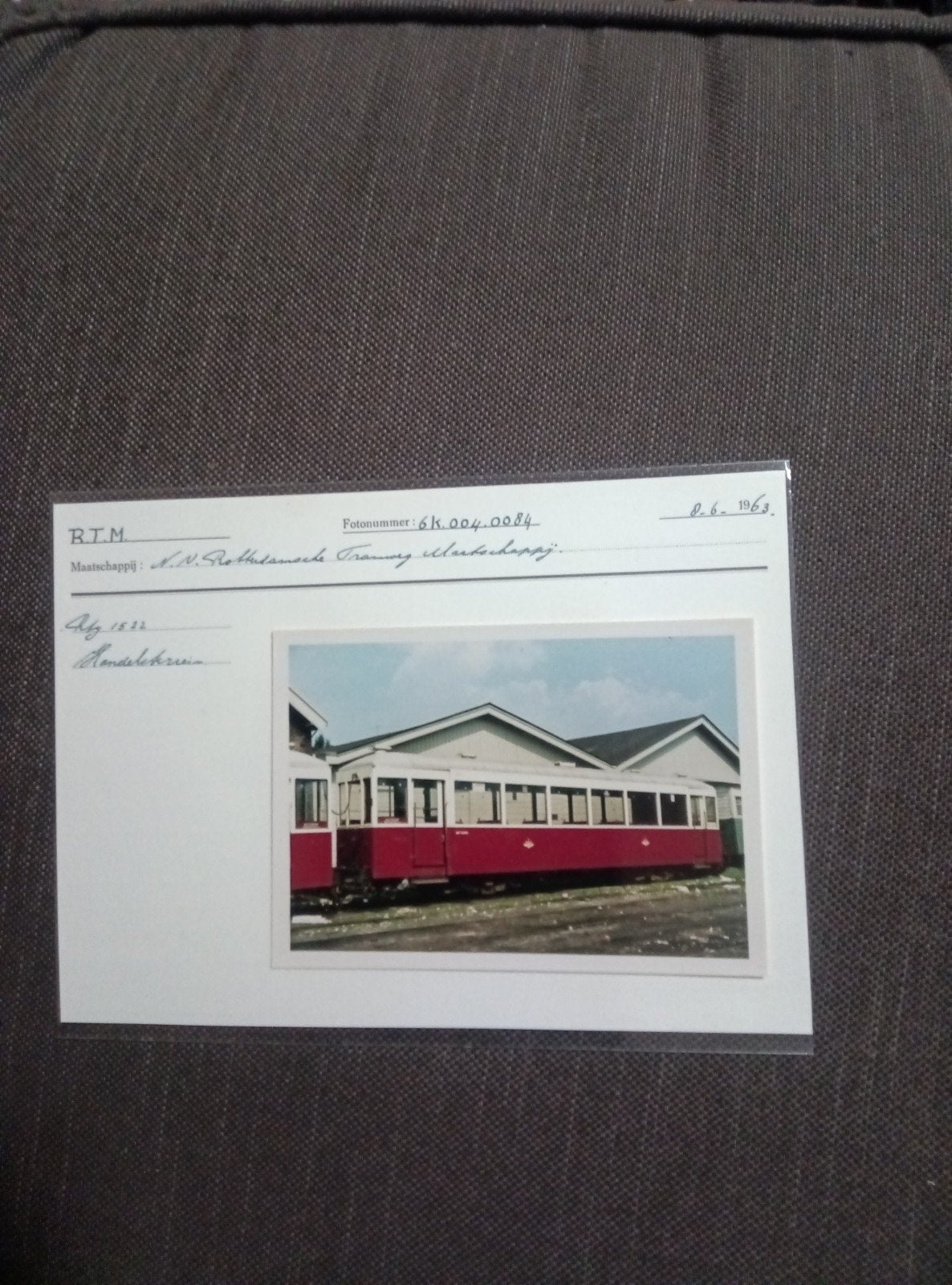 RTM Tram Foto met Gegevenskaart, Verzamelen, Ophalen of Verzenden, Zo goed als nieuw, Bus of Metro, Kaart of Prent