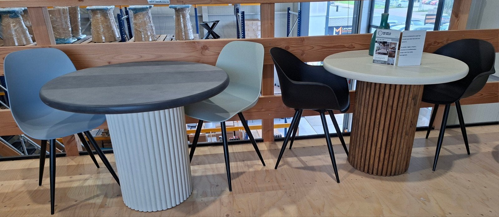 2 unieke ronde tafels - Showroom opruiming, Huis en Inrichting, Ophalen, 50 tot 100 cm, Rond, 50 tot 100 cm