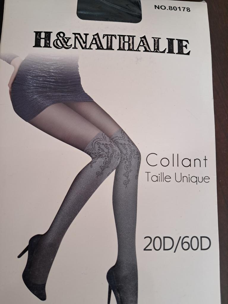 H&Nathalie Collant Panty 20D/60D met patroon overknee, Nieuw, Overige maten, Ophalen of Verzenden, Grijs