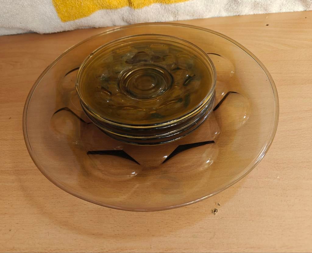 Schaal met 5 bordjes, Copier, Gutta, Ophalen of Verzenden