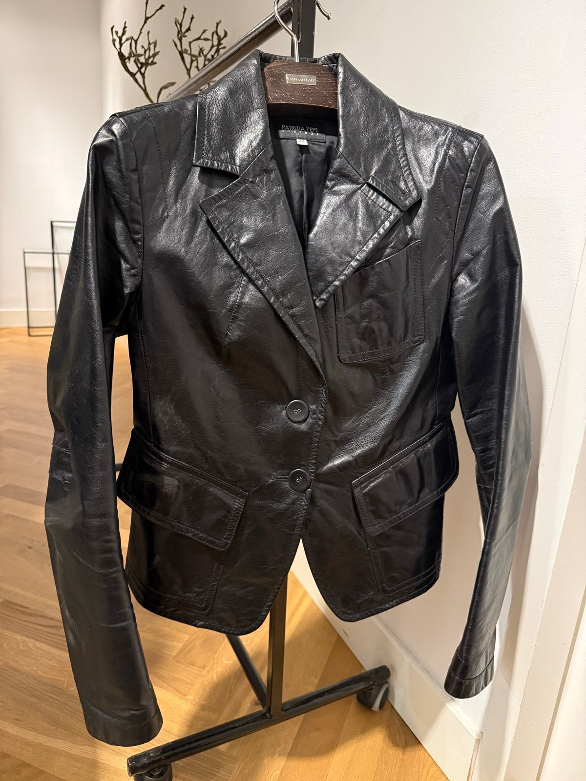 Patrizia Pepe Leren Blazer - Zwart, Maat 44 (M), Kleding | Dames, Jassen | Zomer, Ophalen of Verzenden, Gedragen, Maat 38/40 (M)