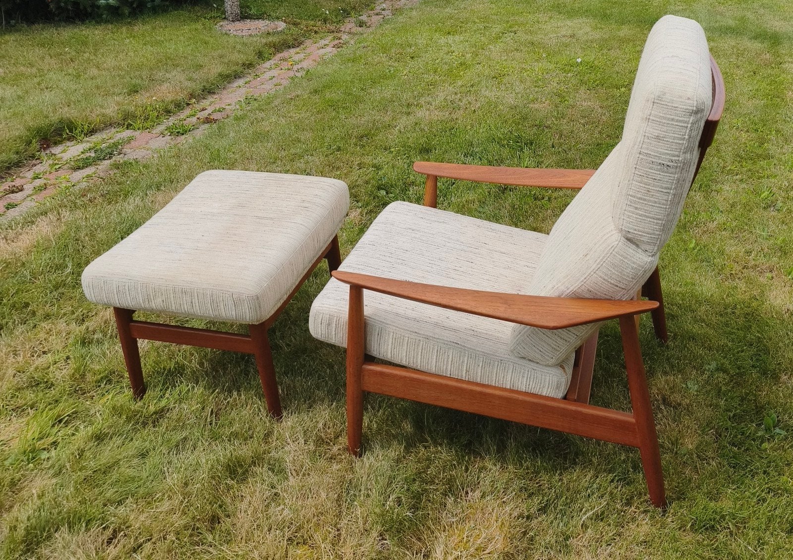 Deense vintage Arne Vodder France&Son relax stoel+ottoman, Huis en Inrichting, Fauteuils, Ophalen, Gebruikt, Stof, Deens mid century