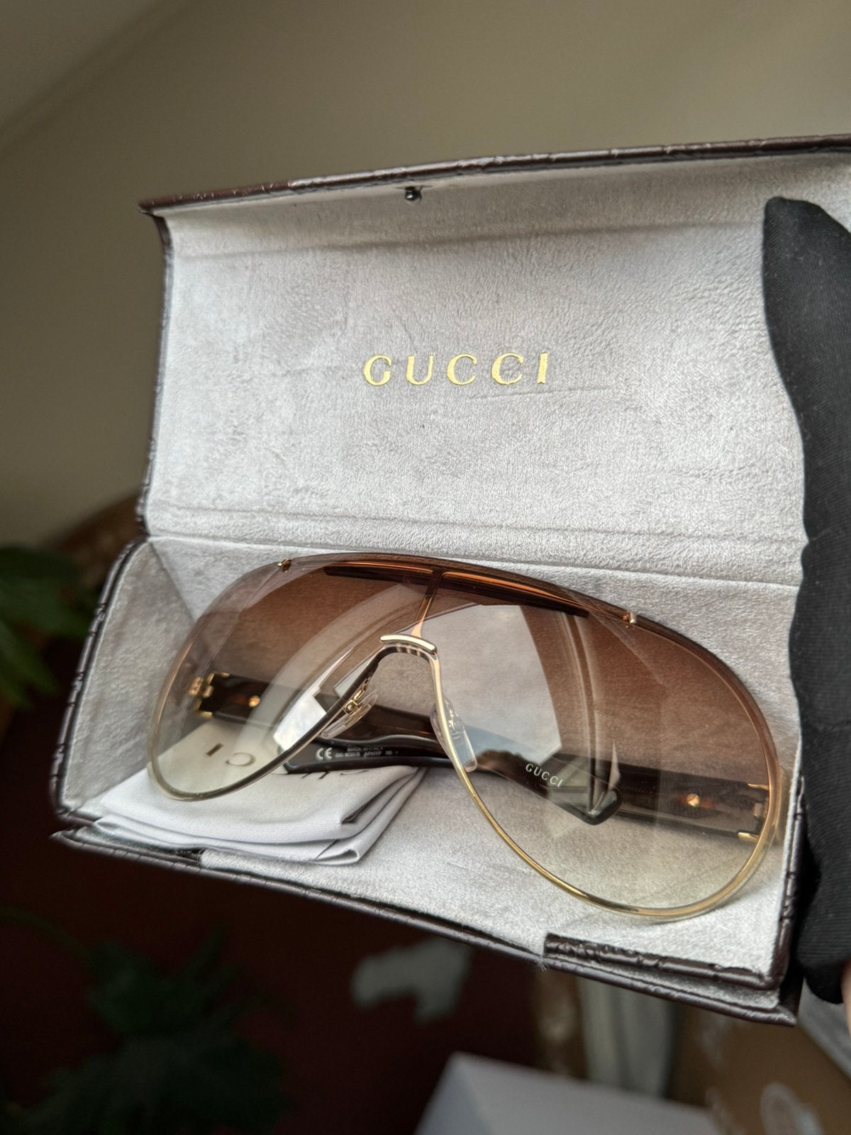 Gucci aviator GG1830/S zonnebril donkerbruin montuur bruin, Ophalen of Verzenden, Zo goed als nieuw, Bruin, Overige merken